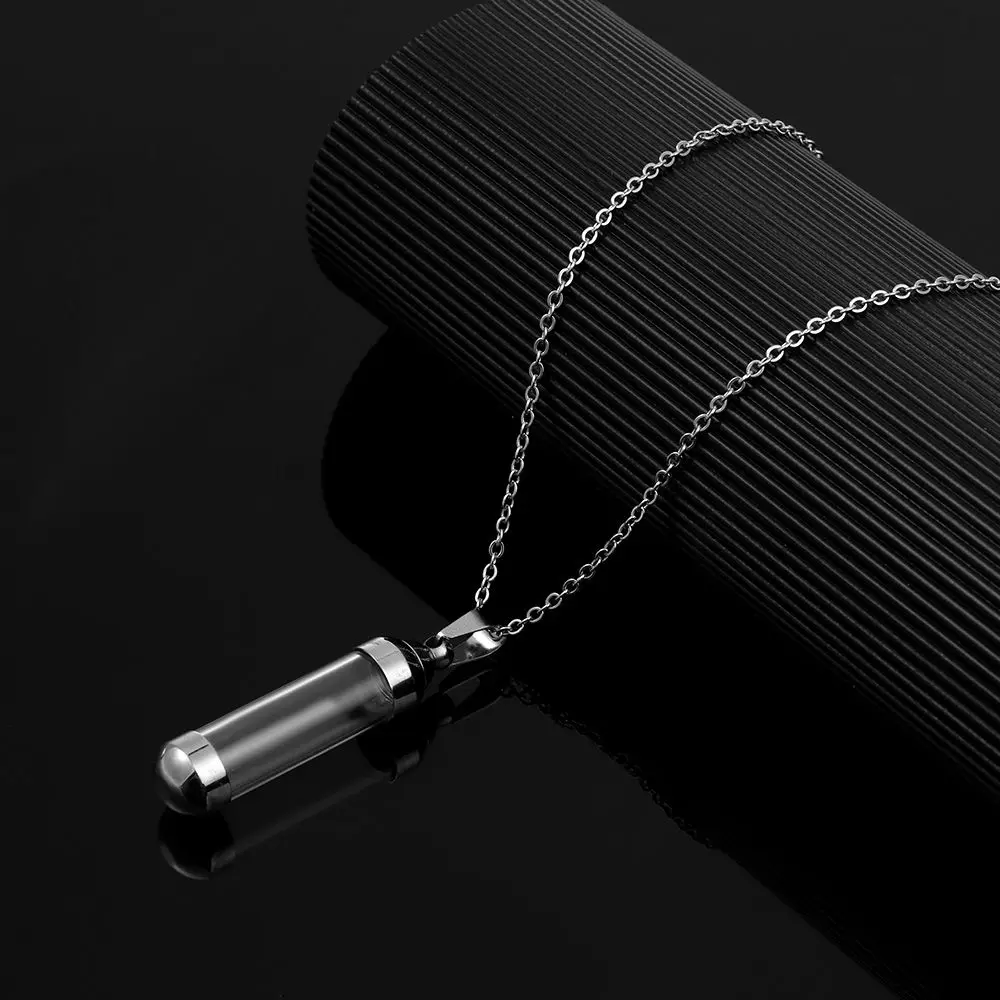 DIY Jewellery Steel Chain Openable Screw Cap Lucky Charm Perfume Jars Glass Vial  Wishing Bottle Pendant