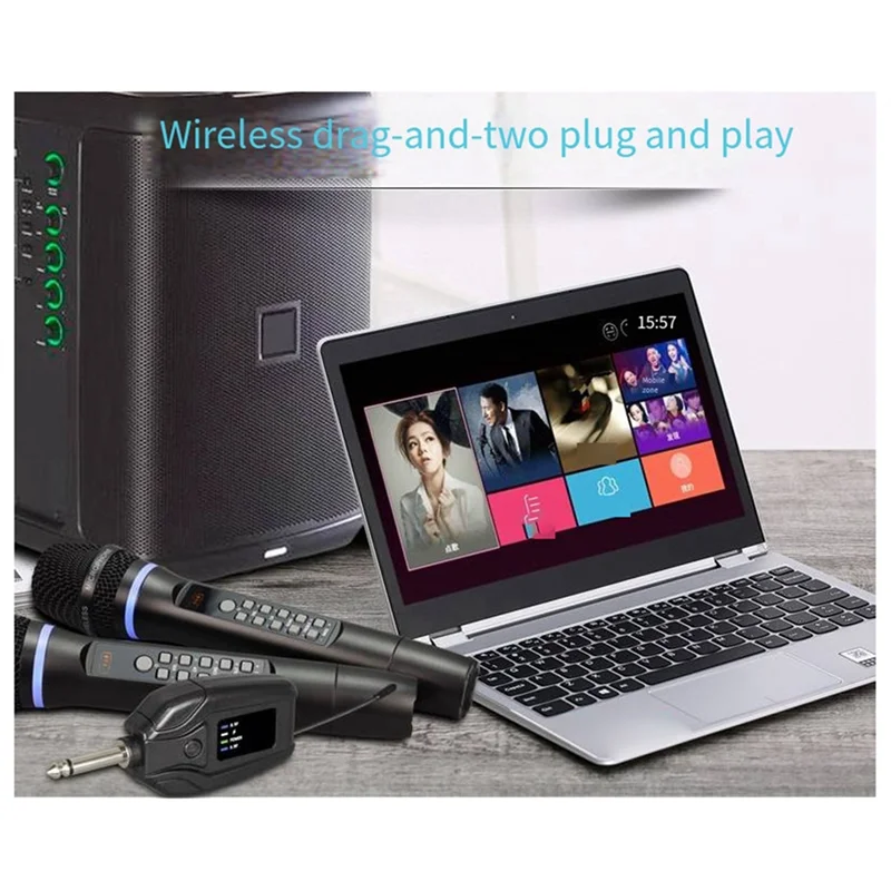 

UF Segment Pk Song Microphone FM Band Reverberation Microphone High And Low Wireless Microphone Black