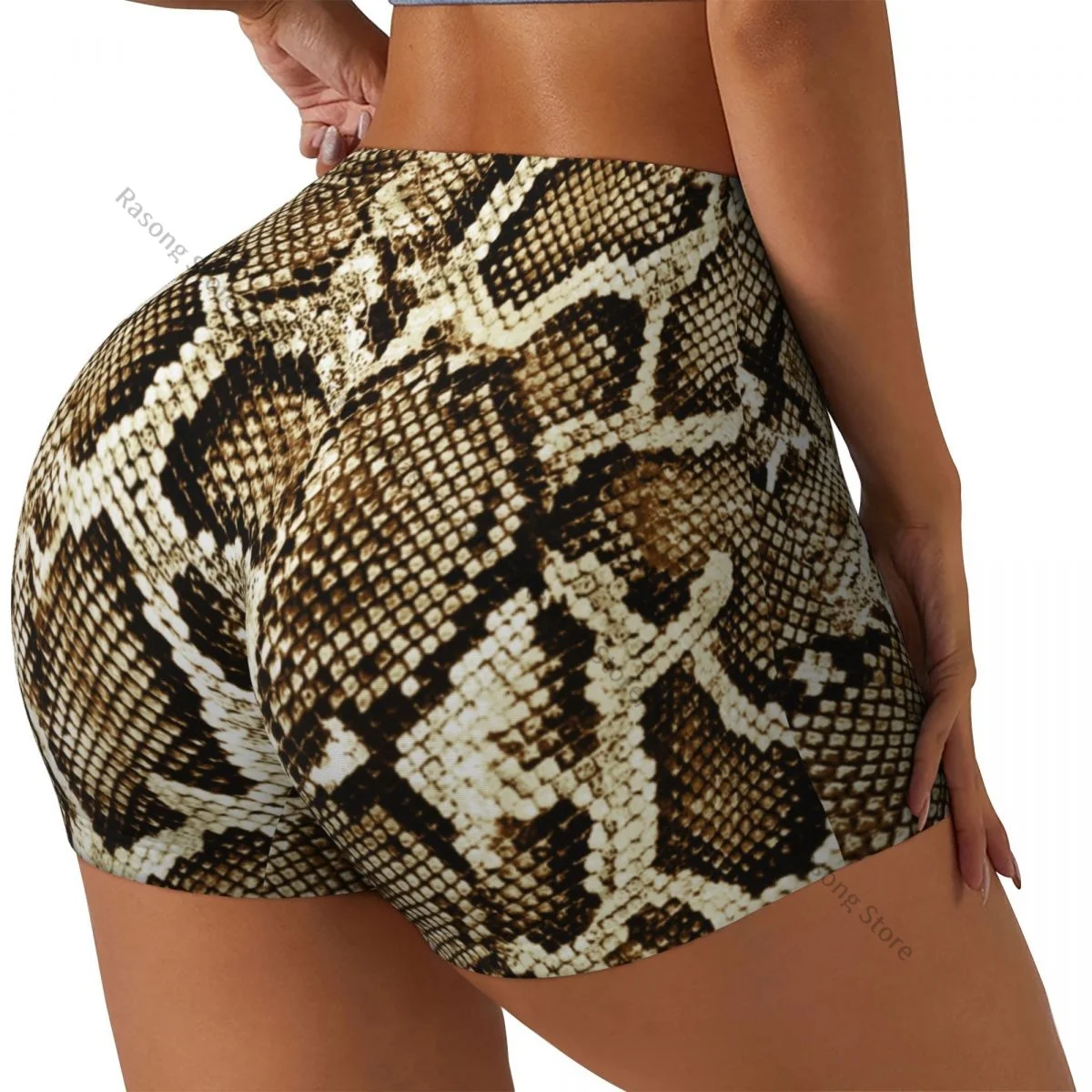 Sexy tight hip sports shorts Snake Pattern fitness women\'s comfortable yoga shorts