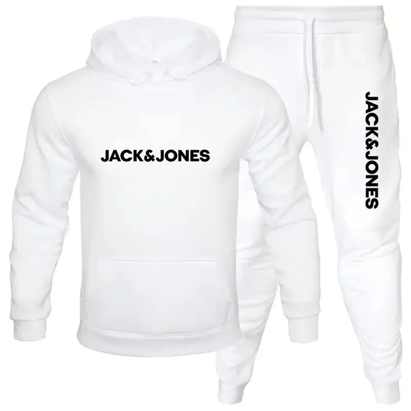 Men\'s Hoodie and Running Pants Set  Casual Sweatshirt  Long Sleeve Hoodie  Sports Smile Hoodie  Jack and Jones  2-piece Set