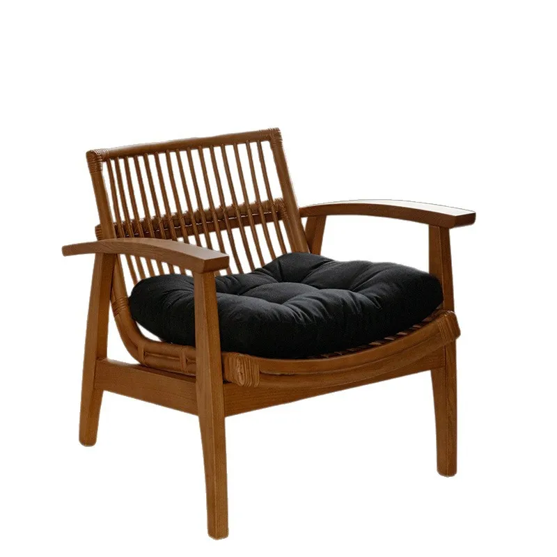 

Диван-кресло из цельного дерева, бытовой повседневный одиночный стул со спинкой из ротанга