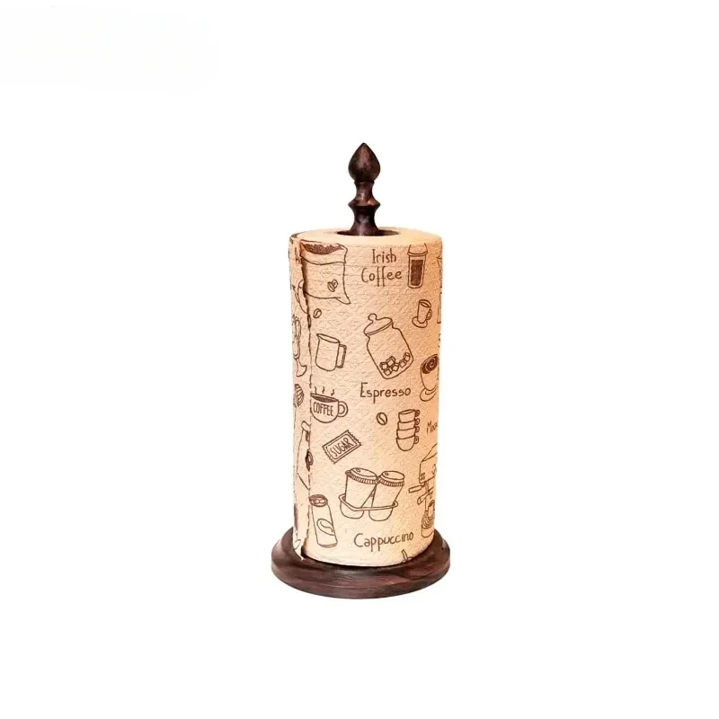 

Walnut Paper Towel Holder, Standing Retro Tissue Dispenser, Roman Column Design with Anti-Slip Base, Kitchen Organizer