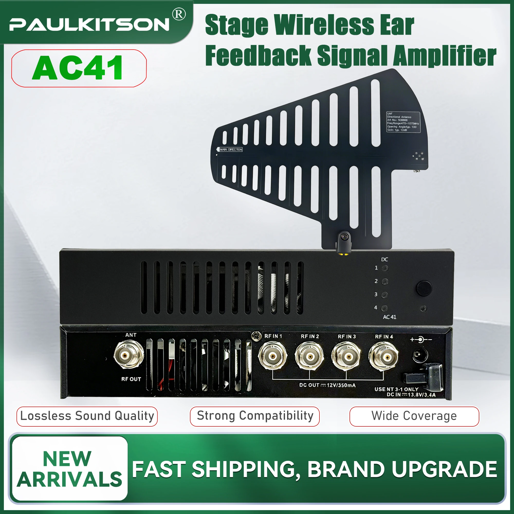 Paulkitson Ac41 Wireless Ear‑Back Signal Amplifier Antenna Combination System 470‑870MHz Remote Enhance for Stage Performance