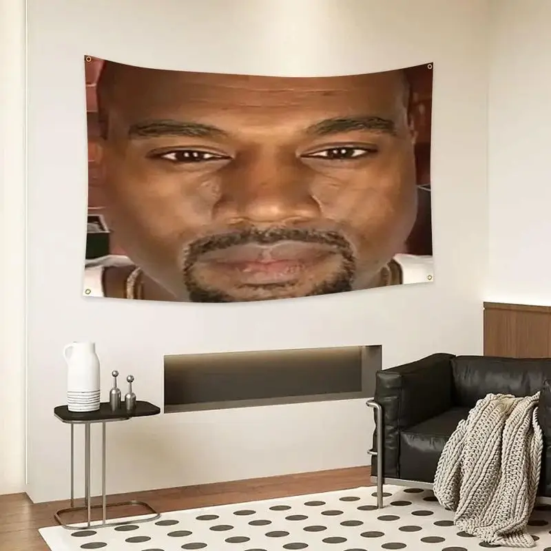 VIKAMA Funny Realistic Male Face Wall Tapestry Viral Internet Meme Portrait Print Wall Hanging Teen Boy Hip Hop Room Decor Cloth