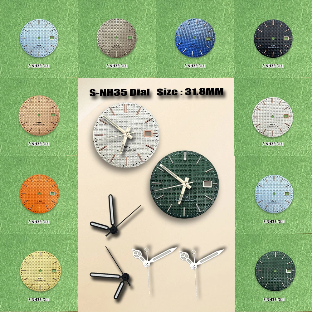 S Logo Dial NH35 Dial 31.8mm RPX Dial Fit NH36 Movement Green Luminous Quality Delicate Watch Modification Accessories