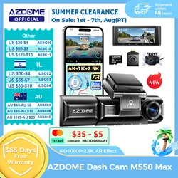 AZDOME M550 Max Dash Cam 4K+1K+2.5K Built-in GPS WiFi 150FOV Car Camera 24H Parking Monitor Night Vision Dash Cam For Cars