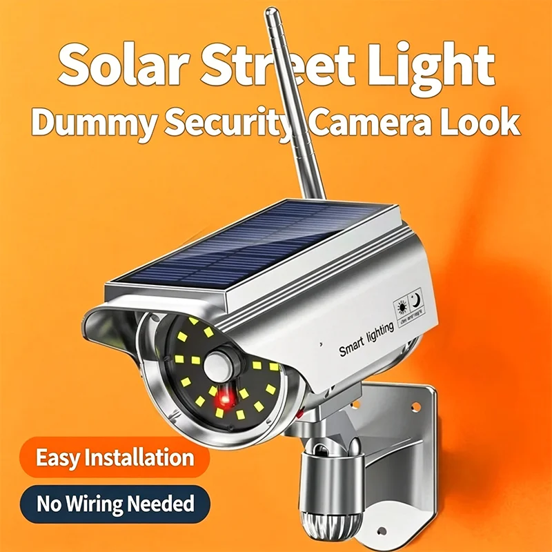 Outdoor Human Motion Sensor Solar Charging Fake Surveillance Camera Simulation Lighting Garden Light