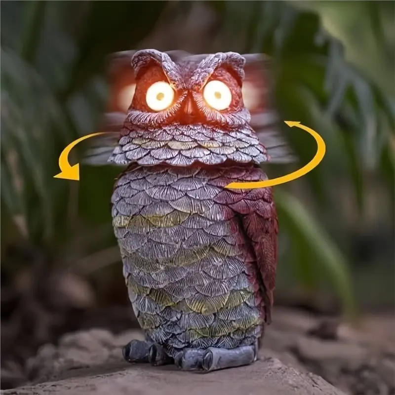 ABKY-Solar Night Light Owl Decorative Light Owl Garden Light Owl Themed Decorative Night Light