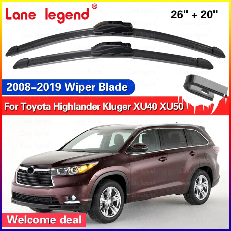 Auto Wischer Klingen Für Toyota Highlander Kluger XU40 XU50 2008-2019 Windschutzscheibe Windschutz Frontscheibe Klingen 26 "+ 20" Zubehör