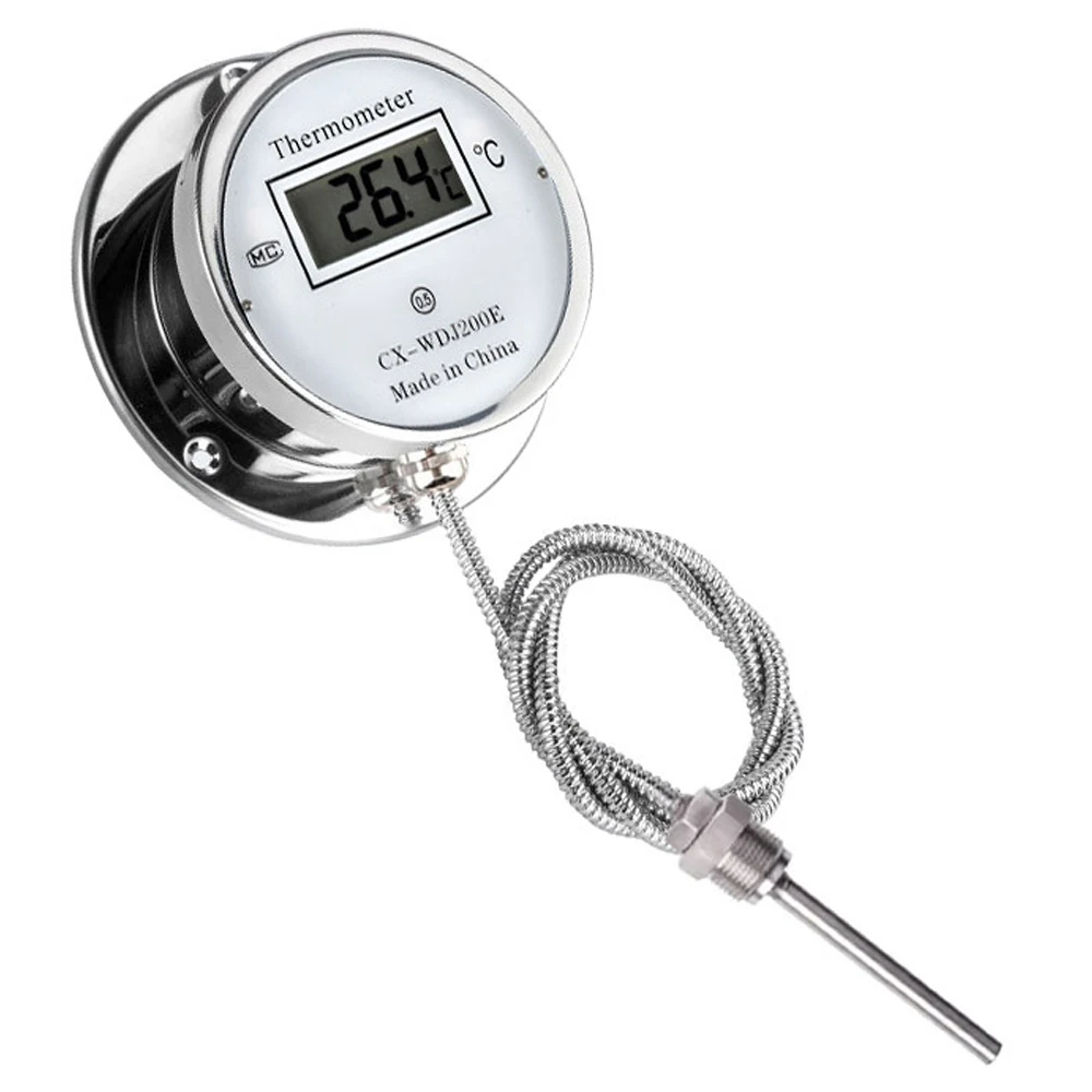 Stainless Steel Temperature Humidity with Display Sensor Industrial Thermometer with Threaded Probe Acid Alkali Resistant