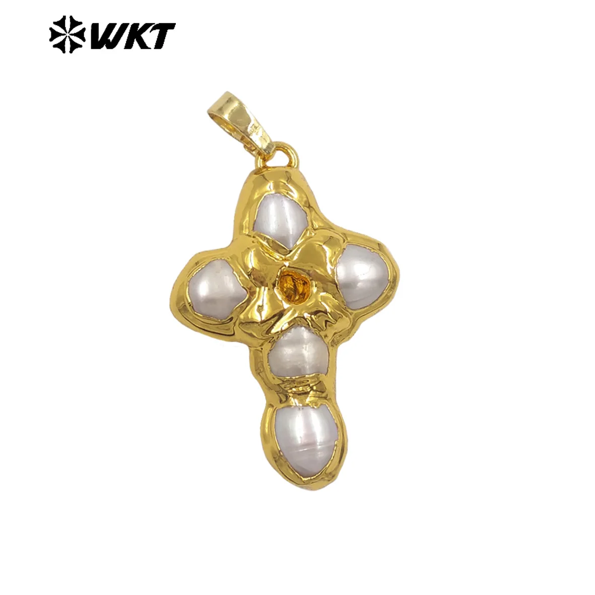 

WT-JP436 Hot Sale Cross Series Pendant Natural Fine Freshwater Pearl With 18k Gold Plated Jewelry Accessory