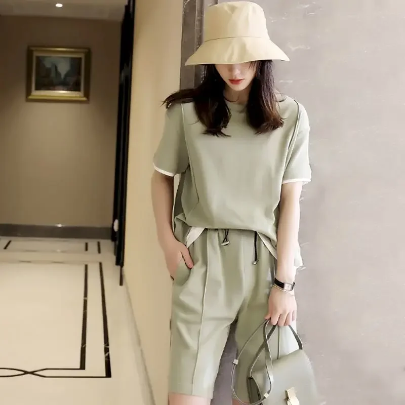 

Womens Suits Fashion Sports Suits Summer T Shirt Short Sleeve Loose Pullover Sports Shorts Two Piece Sets Casual Oversized Sets