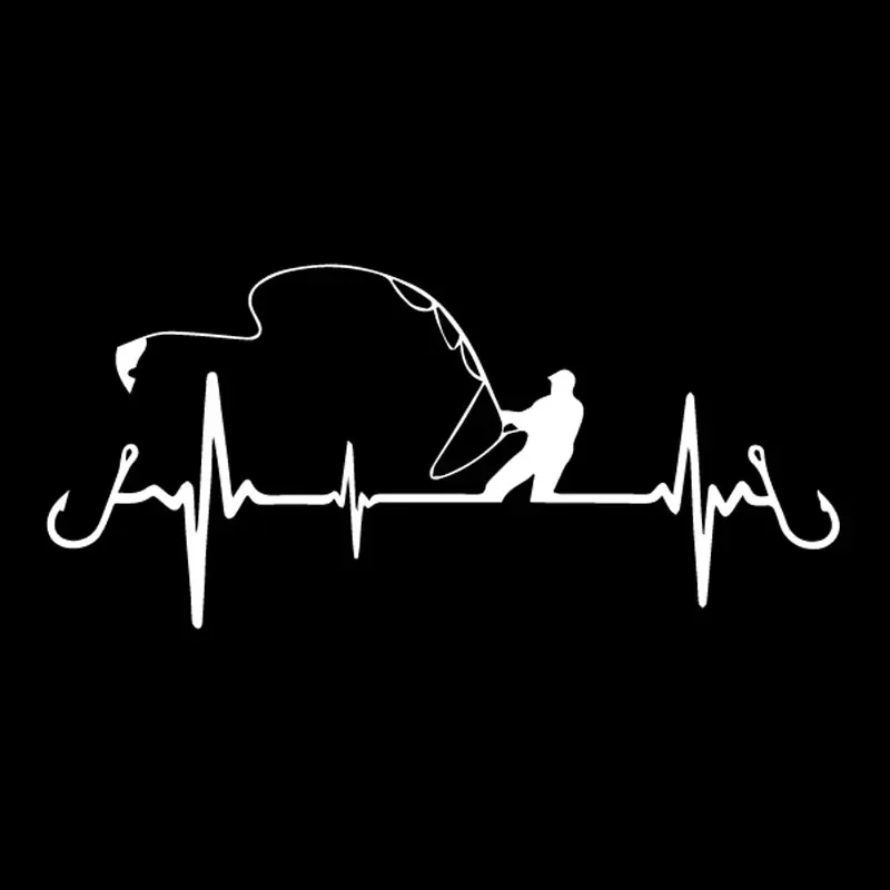16cm Heart Fishing Anti Stickers on Car Products Accessories Decals Cute, Exterior Parts PVC Sticker Sunscreen and Waterproof