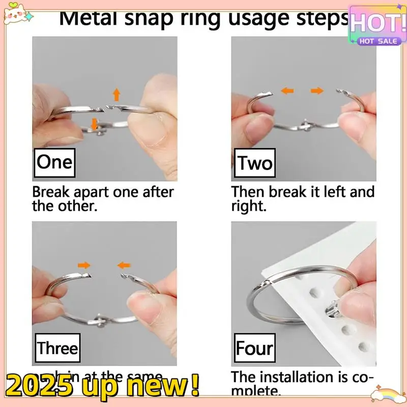 

2 Inch 50 Pack Loose Leaf Binder Rings Binder Rings Keychain Key Rings, Metal Rings