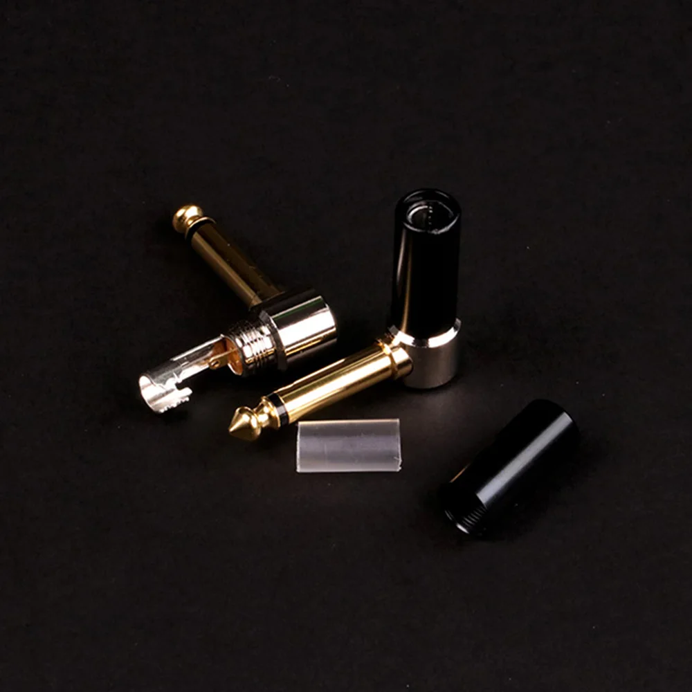 1PCS 6.35MM 2 Pole Mono Male Plug Right Angle Wire Connector Gold Plated Jack 6.35MM Plug Microphone Connector Wholesales