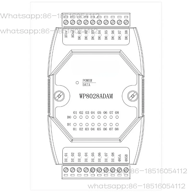 WP8028ADAM Digital Input/Output Module Isolation Type 8DI/8DO RS485 MODBUS Communication