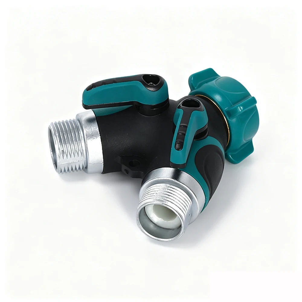 2 Way Garden Hose Splitter Zinc Alloy Y Faucet Connector Dual Outlet Water Tap Adapter 3/4