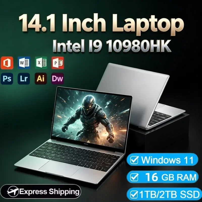 14.1 Inch Powerful Processor Laptop Intel Core I9 10980HK 32GB RAM 2TB SSD Win11 Portable Notebook For Home Daily Media Playback