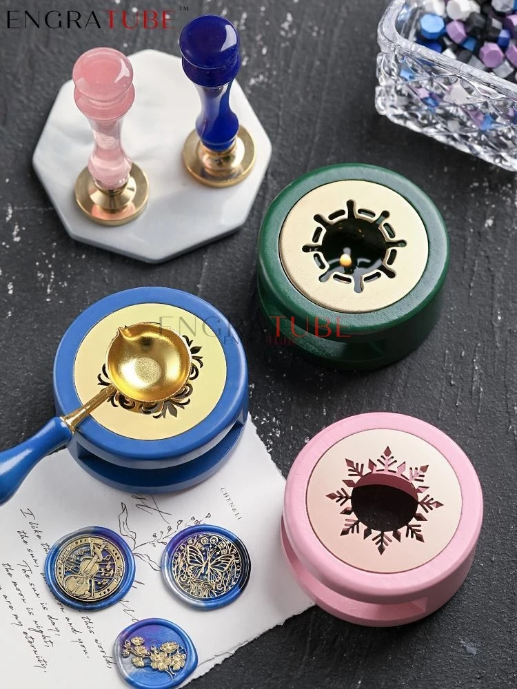 Pink Blue Green Wax Seal Melting Furnace Stove Kit Iris Snowflake Rudder Melting Warmer Beads Sticks Heater Glue DIY Wax Heater