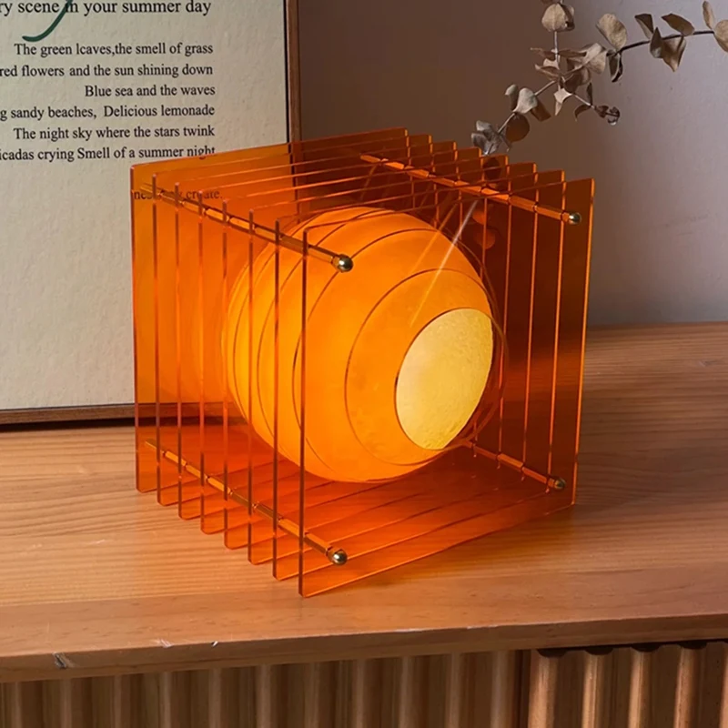 Атмосферная акриловая настольная лампа-ночник с зарядкой, дизайнерская, для офиса, гостиной, декоративная, розничная продажа