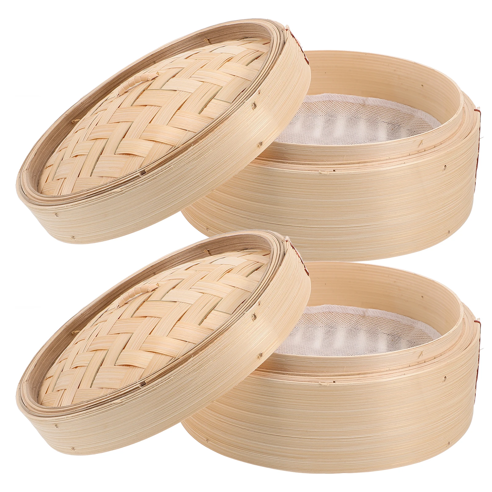 

2Pcs Bamboo Steamers 8 Inch Woven Healthy Cooking Tray Cover Chinese Dim Sum Rice Lotus Leaf 8 Inch Bamboo Steamers