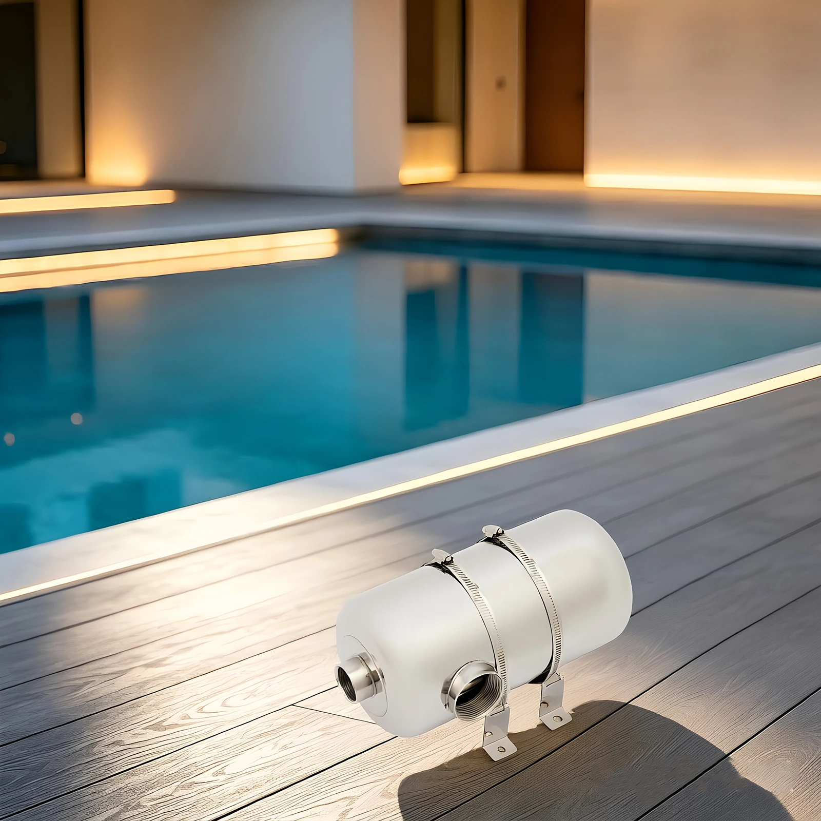 Schwimmbad-Wärmetauscher 28kW, Pool-Heizgerät 28kBtu/h mit 40GPM Durchfluss, 304 Edelstahl für Spa-Whirlpool – Detail 3