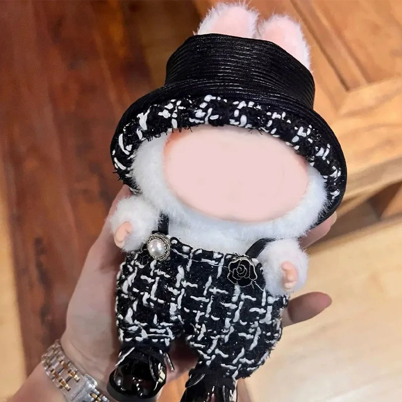 Completo da 2 pezzi per bambole Labubu, adatto per bambole sedute da 15 cm e 17 cm, set per travestimenti Xiaoxiang, accessori con gonna