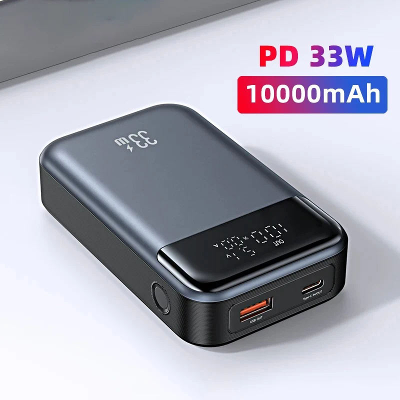 10000mAh Mini Power Bank With 33W PD Fast Charging Powerbank Portable External Battery Phone Charger for iPhone Xiaomi Samsung