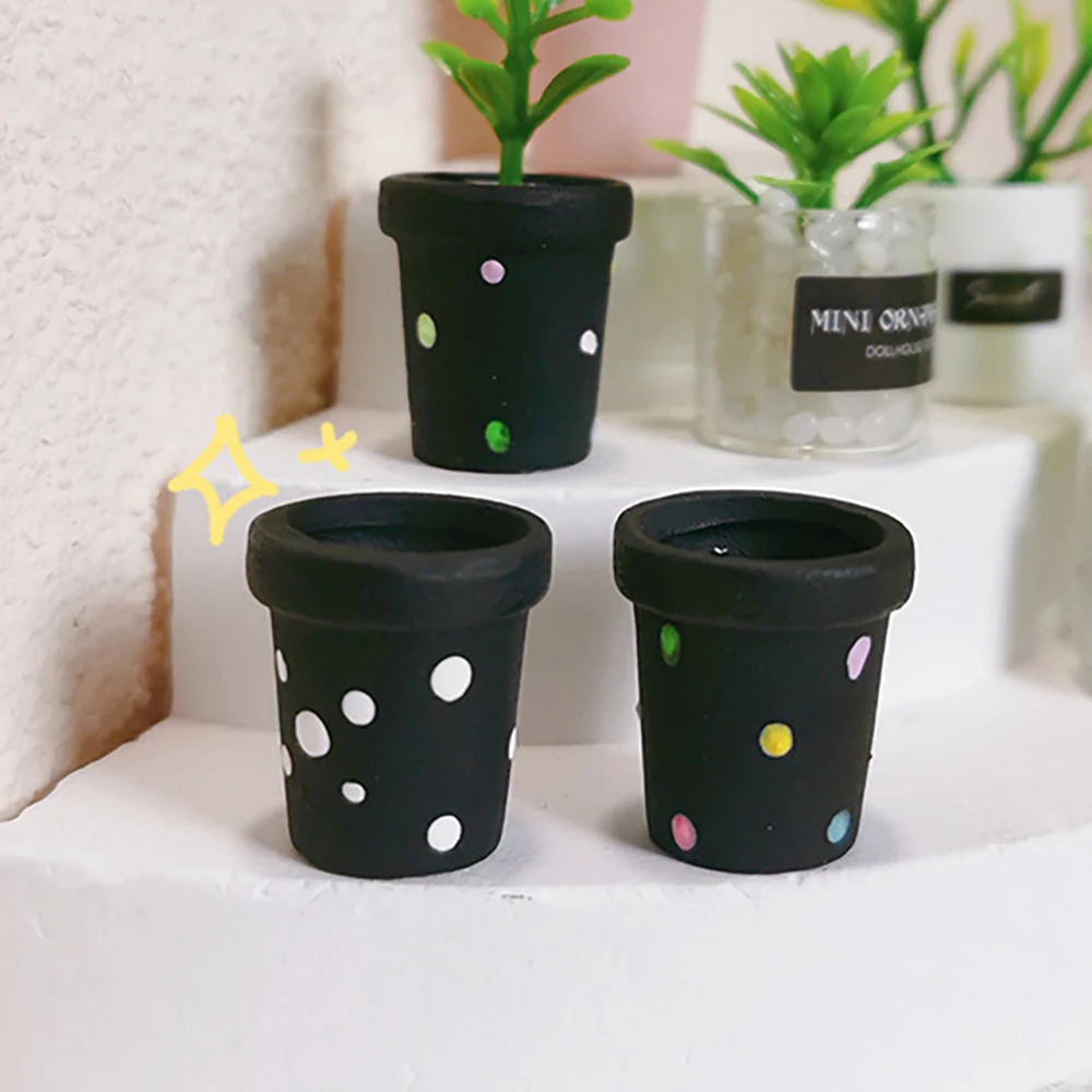 1Pcs 1/12 Dollhouse Miniature Resin Flowerpot Model for ob11 bjd Doll House Accessories Decoration