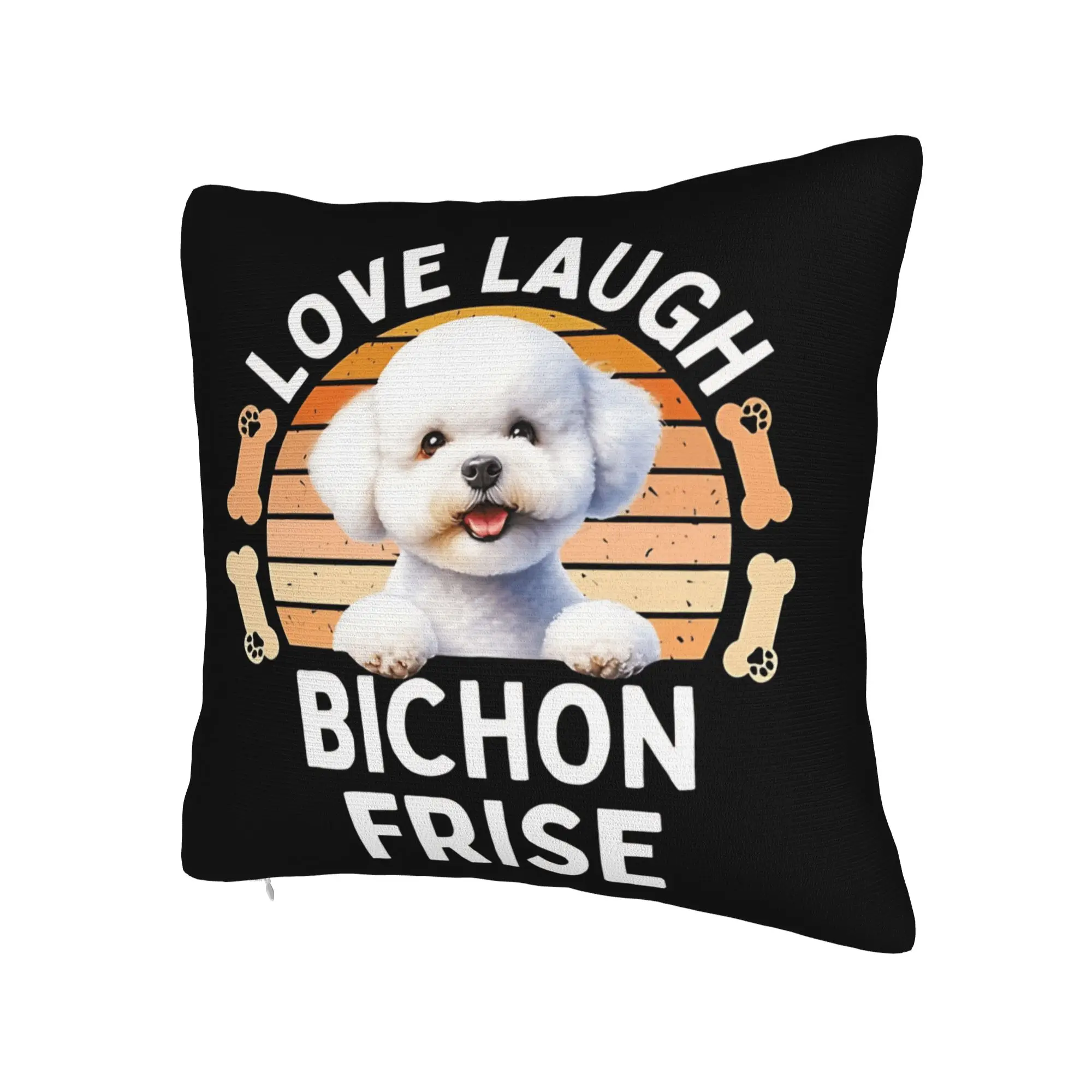 Cute Bichon Frise Pillow Case  Comfy Pillow Cover Novelty Cushion Cover For Office Car Home Decor