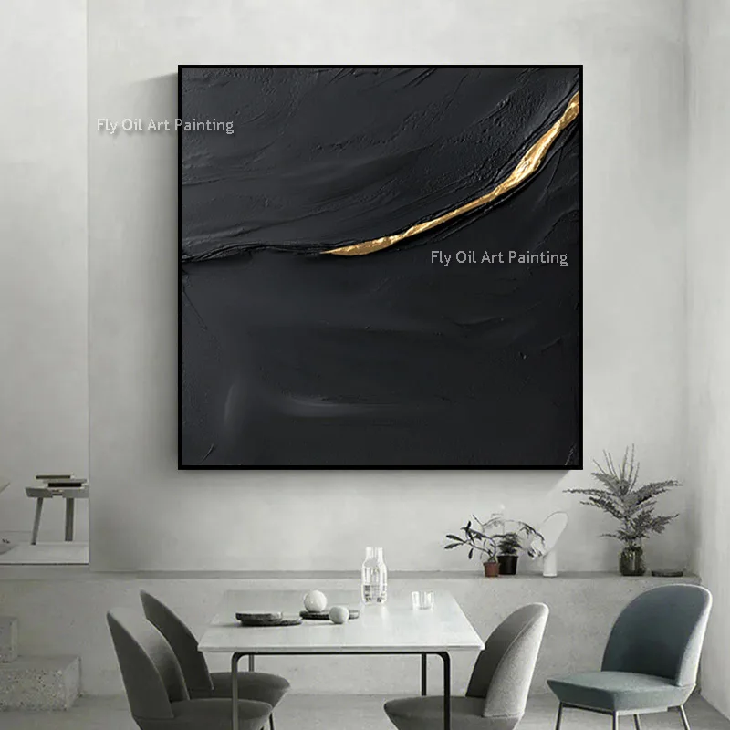 Simplism Fashion Canvas Walll Art Black Grey Abstract Oil Painting New Black Yellow Handmade Home Wall Decor Items As Gifts