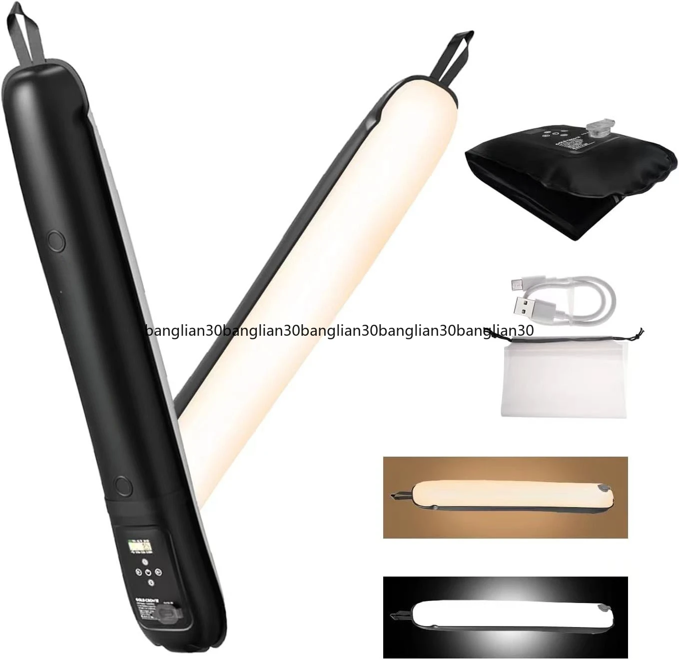 Outdoor Folding Inflatable Camping  Solar Inflatable Light Waterproof Magnetic Suction Column Fill Light Stick Light