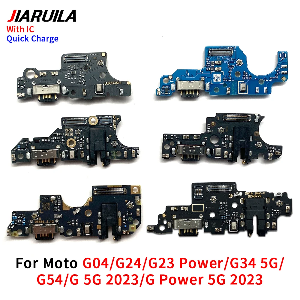 10Pcs，USB Charger Dock Connector Charging Board Port Microphone Flex Cable For Moto G14 G34 G54 G04 G24 Power G 5G Power 2023