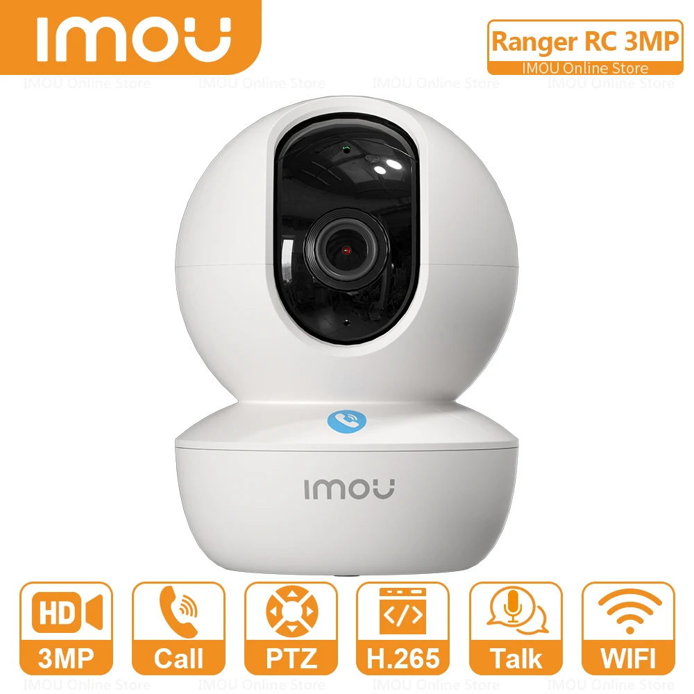 IMOU 3MP HD PTZ 360°Pan IP Camera One Touch Call Soft AP Two-way Talk Wi-Fi Hotspot AI human detection Night Vision Ranger RC