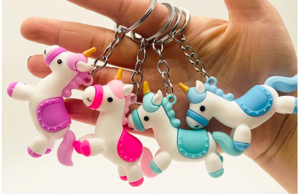 Cartoon new unicorn key chain online celebrity pony stereo doll bag pendant couple key chain gift