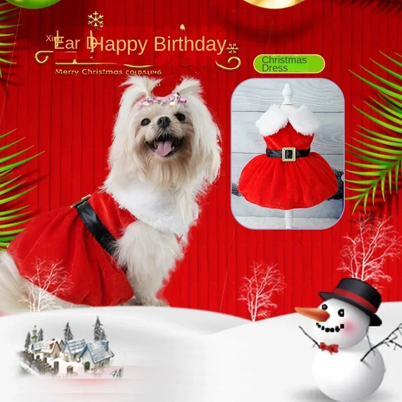 Pet Christmas Clothes Classic Dog Christmas Skirt Winter New Year Clothes Holiday Clothes