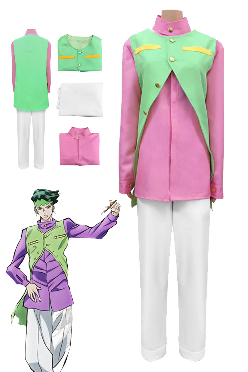 

Rohan Kishibe Cosplay Role Play Outfits Anime JoJo Cosplay Bizarre Adventure Costume Men Fantasy Fancy Dress Up Party Clothes