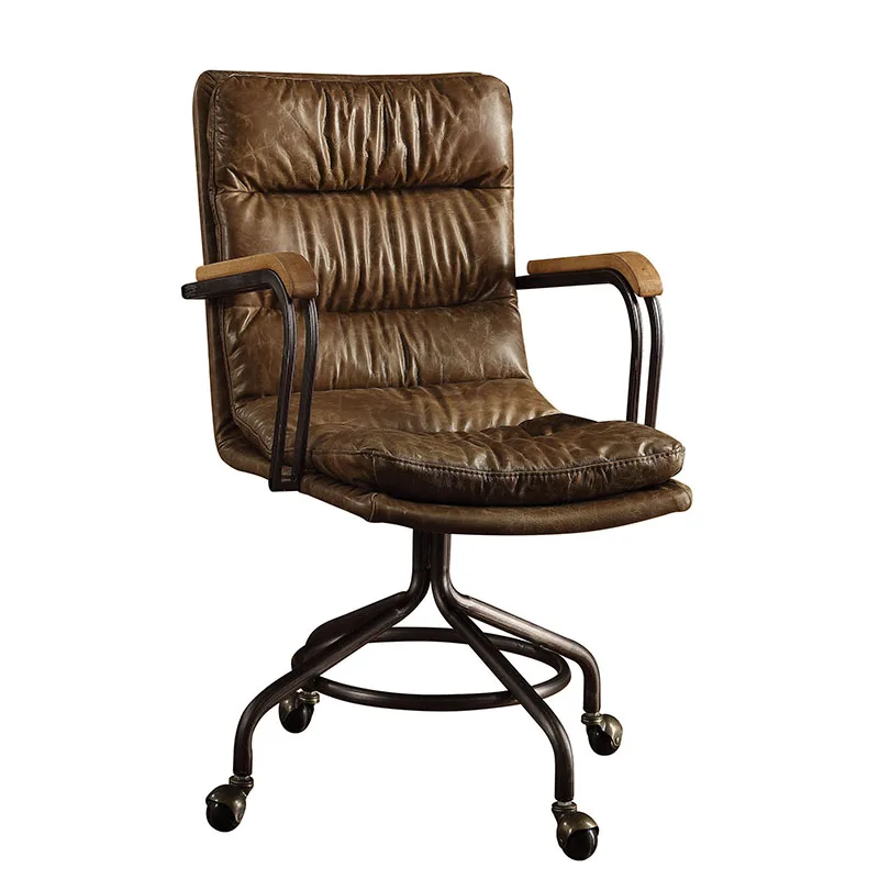 Vintage Whiskey Swivel Office Chair with Casters On-Site