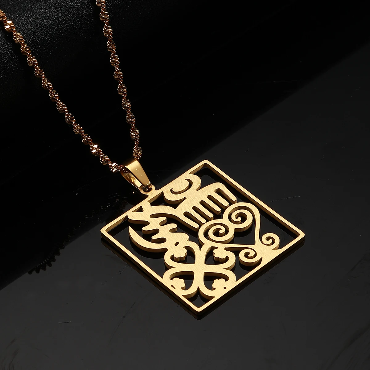 Traditional Symbol African Ornaments Ancient Egyptian Jewelry Adinkra Gye Symbol Ankara Pendant Necklace