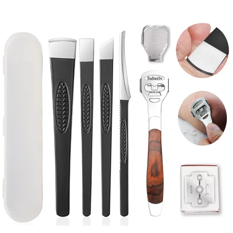 完全にアップグレードされた足かみそり、硬い肌、古いカルス、角質除去剤、分離デザイン、ペディキュアツール、ケアブレード