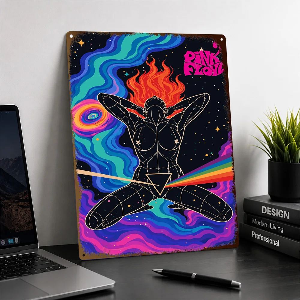 Pink Floyd Cosmic Psychedelic Graphic Textured Poster Customized Metal Tin Sign Bold Band Culture Wall Art Ideal For Home Bars