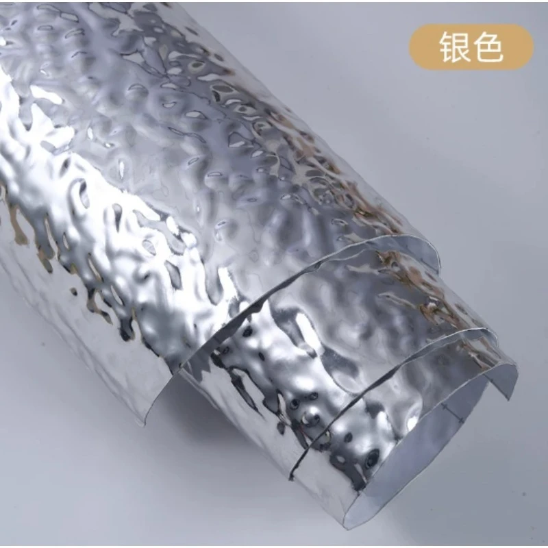 3D Metal Water Ripple Wallpaper 60cmx2m, Stainless Steel Effect Ceiling Panel for KTV Background Decor