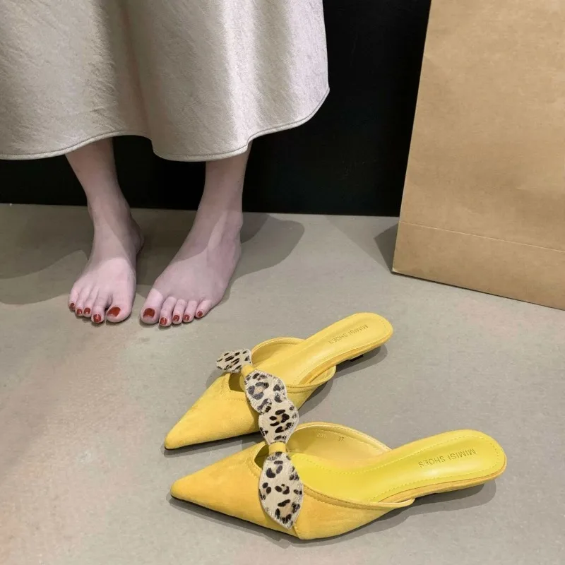 

Bow Toe Half Slippers for Spring and Summer 2026 New Soft Soled Pointed Shallow Mouth Women's Shoes