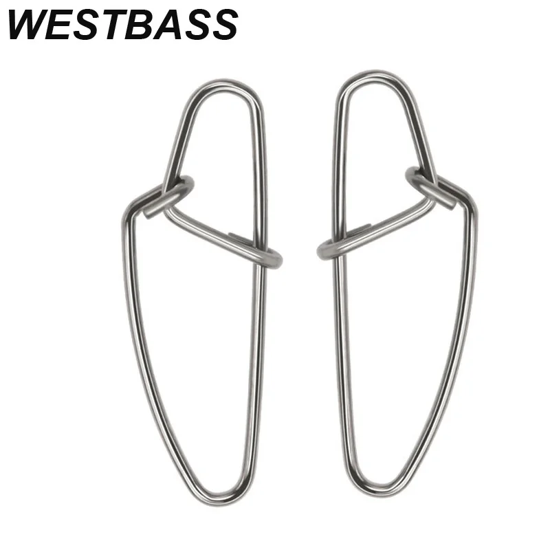 

WESTBASS 50/100Pcs Safty Crosslock Swivel Snap 0#-6# Fishing Connector Stainless Steel Double Buckle Pins Fishing Accessories