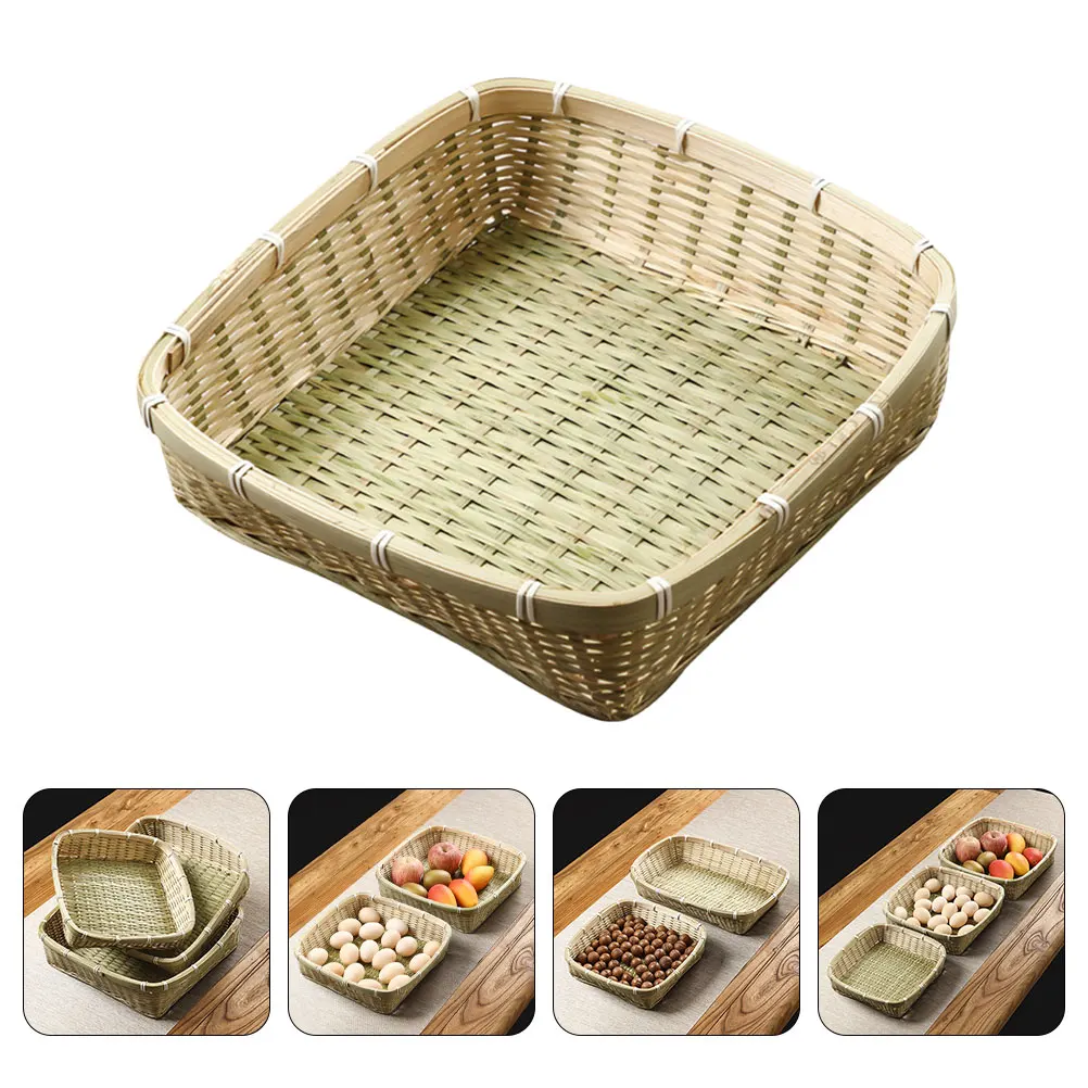 

Bamboo Storage Basket Woven Packing Kitchen ganizer Fruit Tray Bread Basket Food Serving Elegant Chic Snacks Sweets Picnic