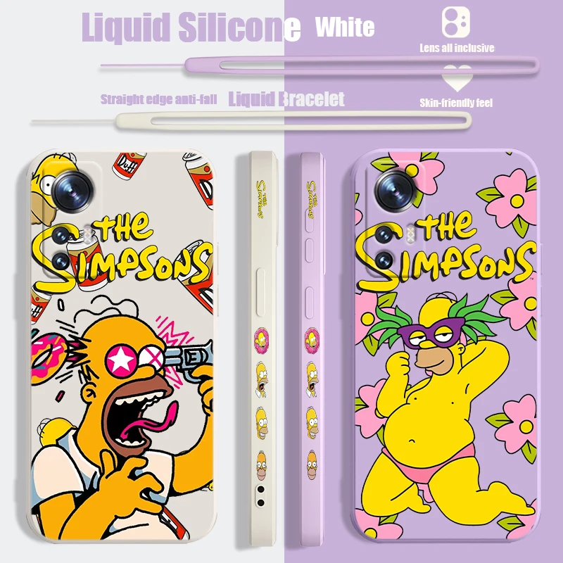 Disney The simpsons Liquid Left Rope Phone Case For Xiaomi Mi A3 9 10 11 12 13 Note 10 Lite SE T X i Pro Shell Soft Cover Capa