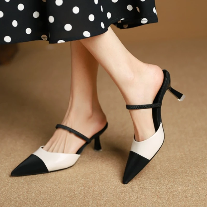 Pointed Toe Slipeprs Women High Heels Shoes Summer Sexy Sandals 2024 New Dress Pumps Slides Fashion Elegant Female Flip Flops