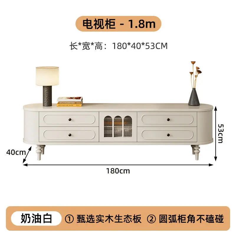 خزانة تلفزيون فرنسية على الطراز الكريمي الصلب لغرفة المعيشة المنزلية ذات الطراز المتوسط والقديم #6