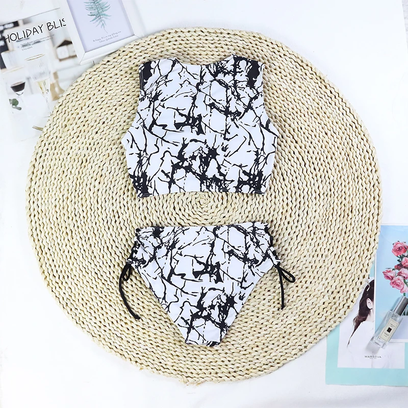 Sexy High-Waist Women's Swimsuit Two-Piece Beachwear 2025 Printed Bikini Set Female Swimwear Bodysuit Femme Bathing Suit