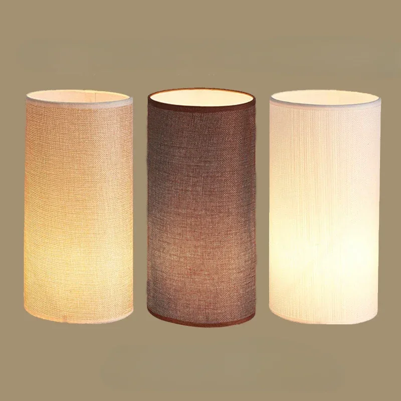 

Straight Tube Linen Lampshade for Table Lamps Lightweight Soft Fabric Lamp Covers Hotel Bedside Hanging Lights Accessories